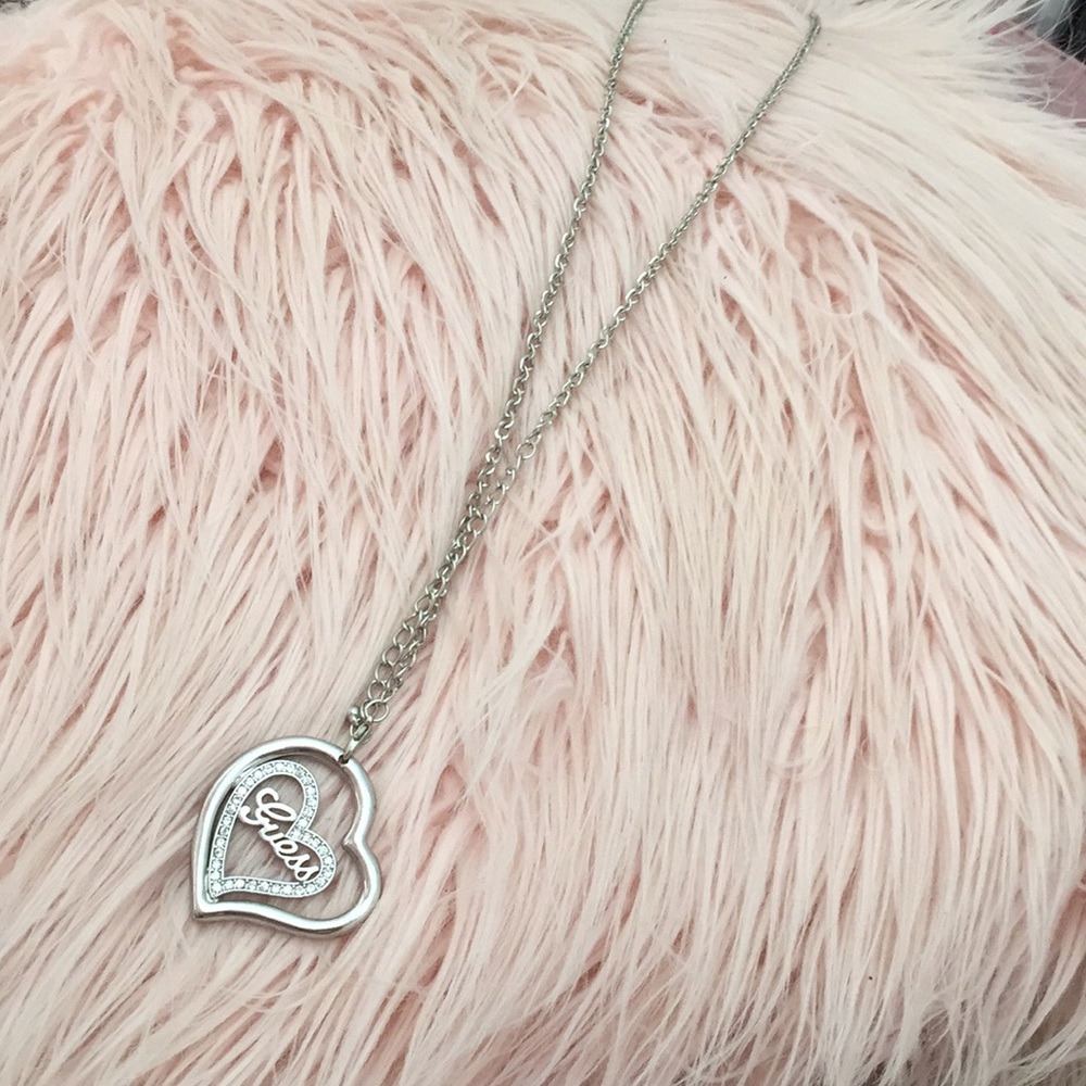 Guess Silver Heart Necklace